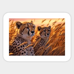 Cheetah Animal Wildlife Wilderness Colorful Realistic Illustration Sticker